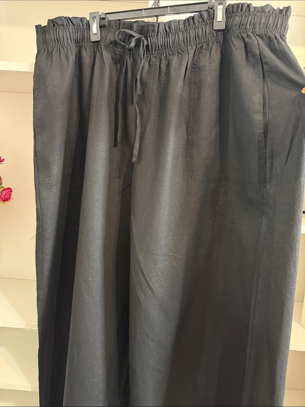 AVA & VIV BLACK LINEN WIDE LEG PANTS 3X NEW • - Picture 7 of 9